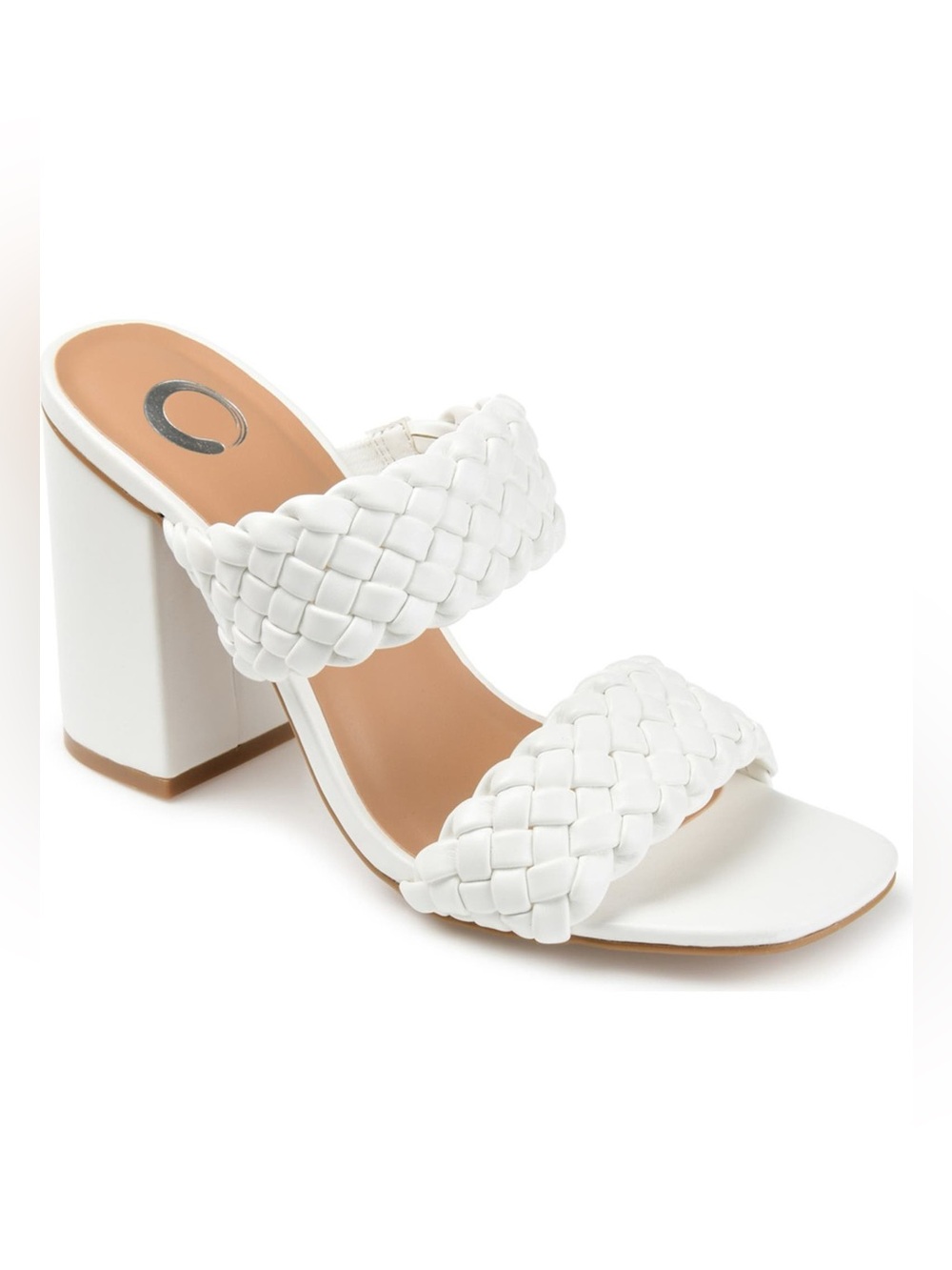 Journee Collection Melissa Braided White Block Heel Sandals - Sz 7.5 (NIB)